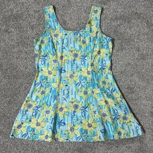 Vintage Big Hed Designs Dress Womens Small Blue Floral Sundress USA 90s Y2K